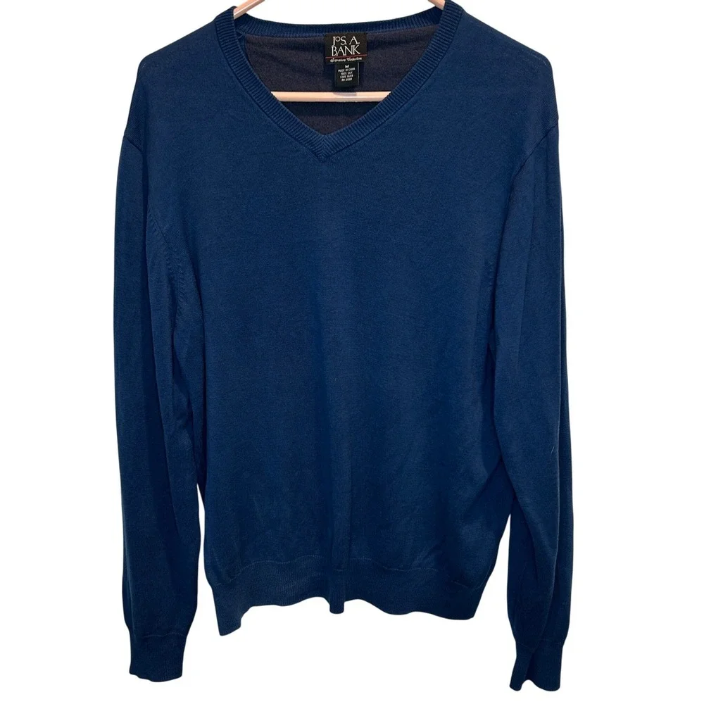 Jos. A. Bank‎ Signature Collection Men's Blue 100% Silk V-Neck Sweater Medium
